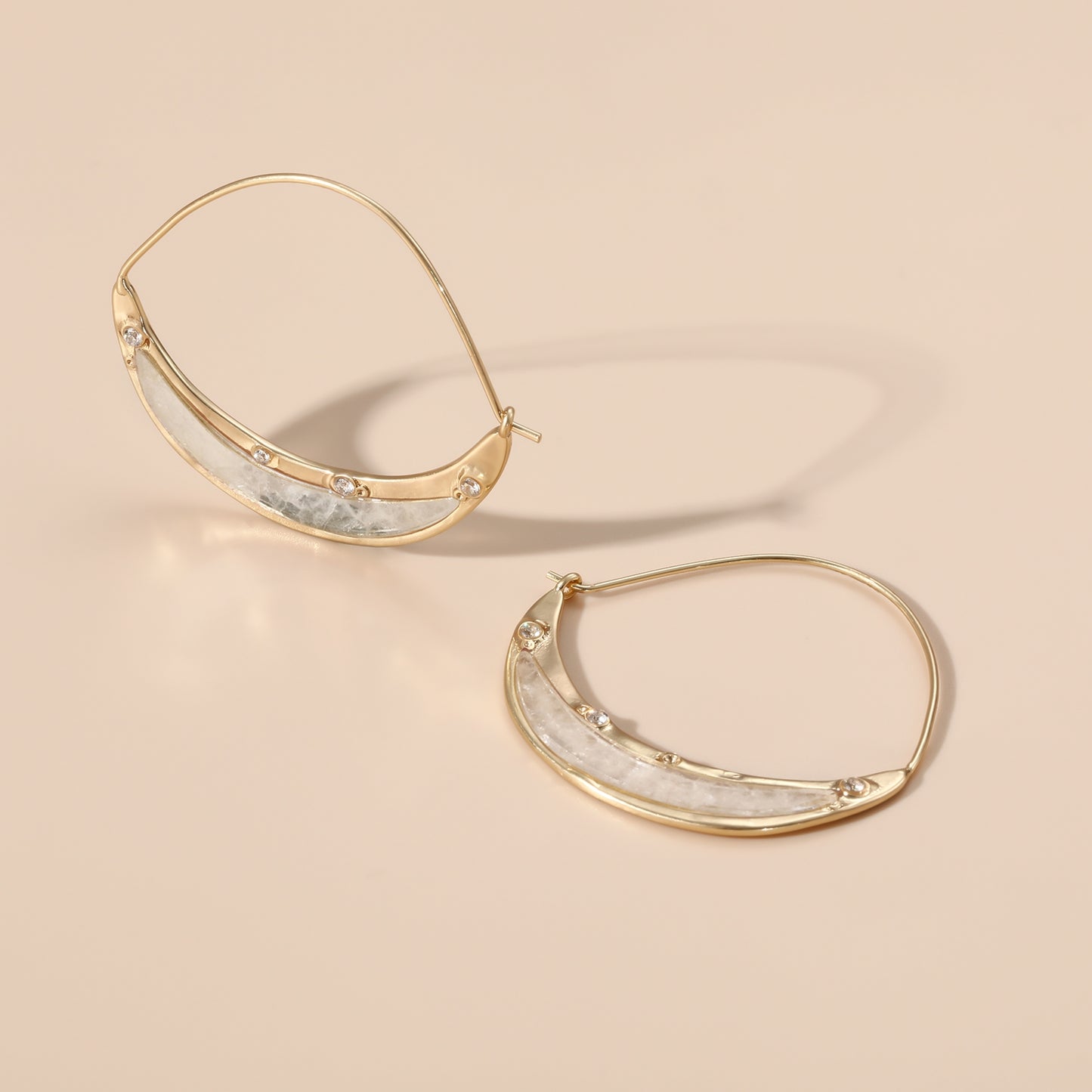 Crescent Gemstone Hoops