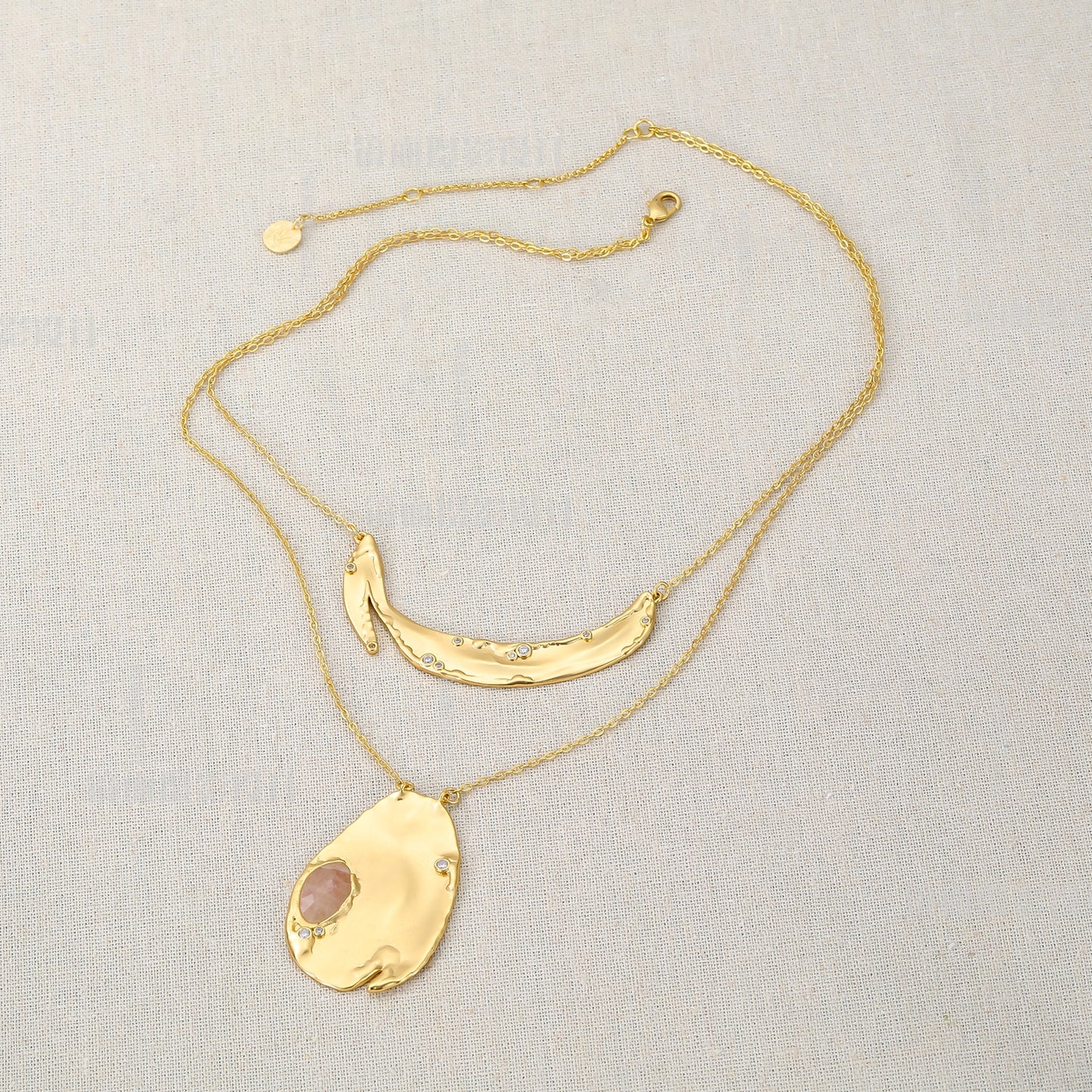 Gemstone Duo Pendant Necklace