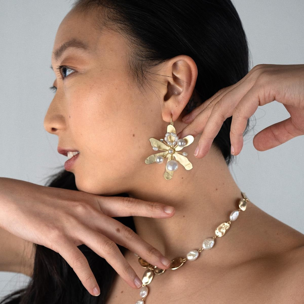 Blossom Pearl Drops Flower Earring