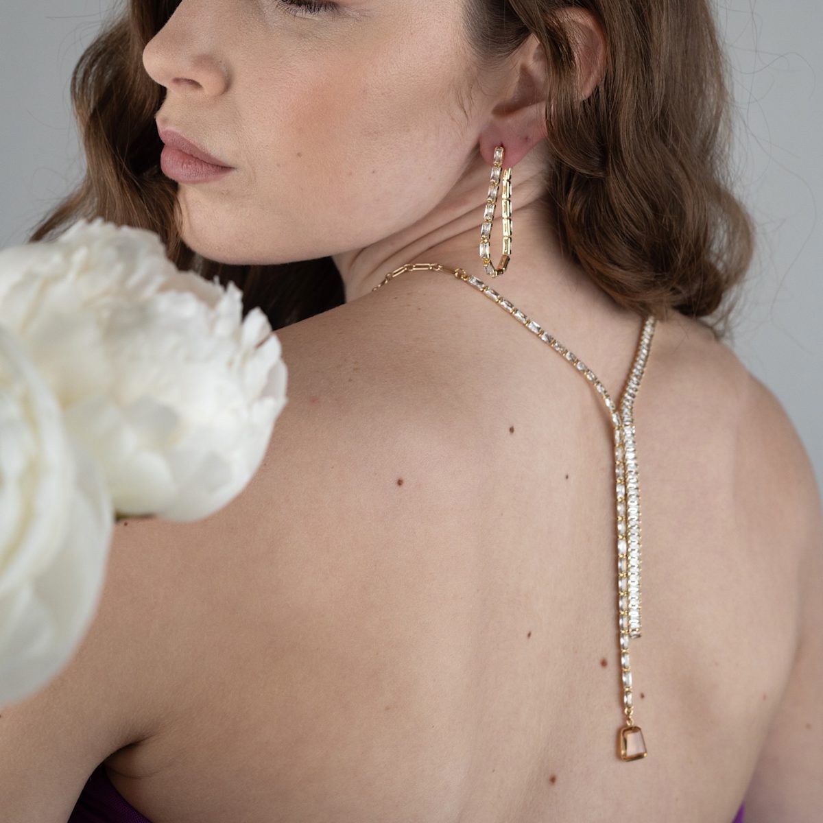 Crystal Link Hoops Earrings