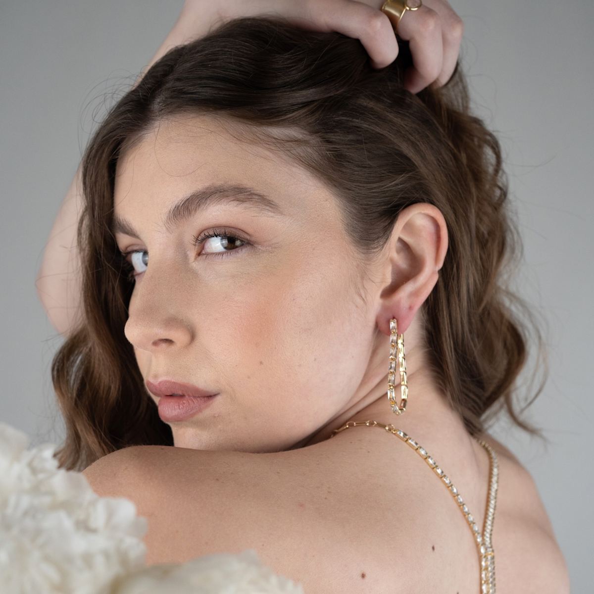 Crystal Link Hoops Earrings