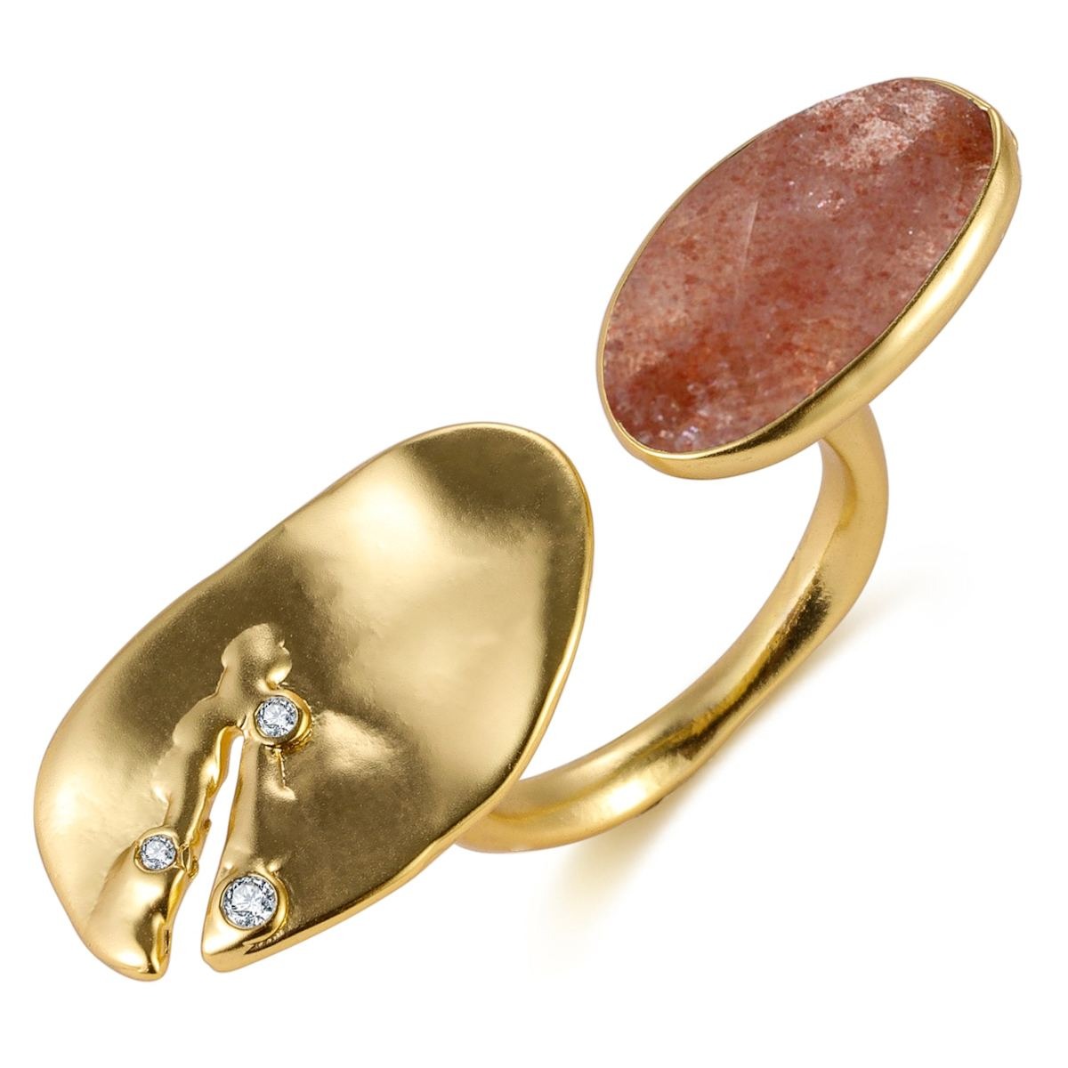 Floating Stone Huggie Ring