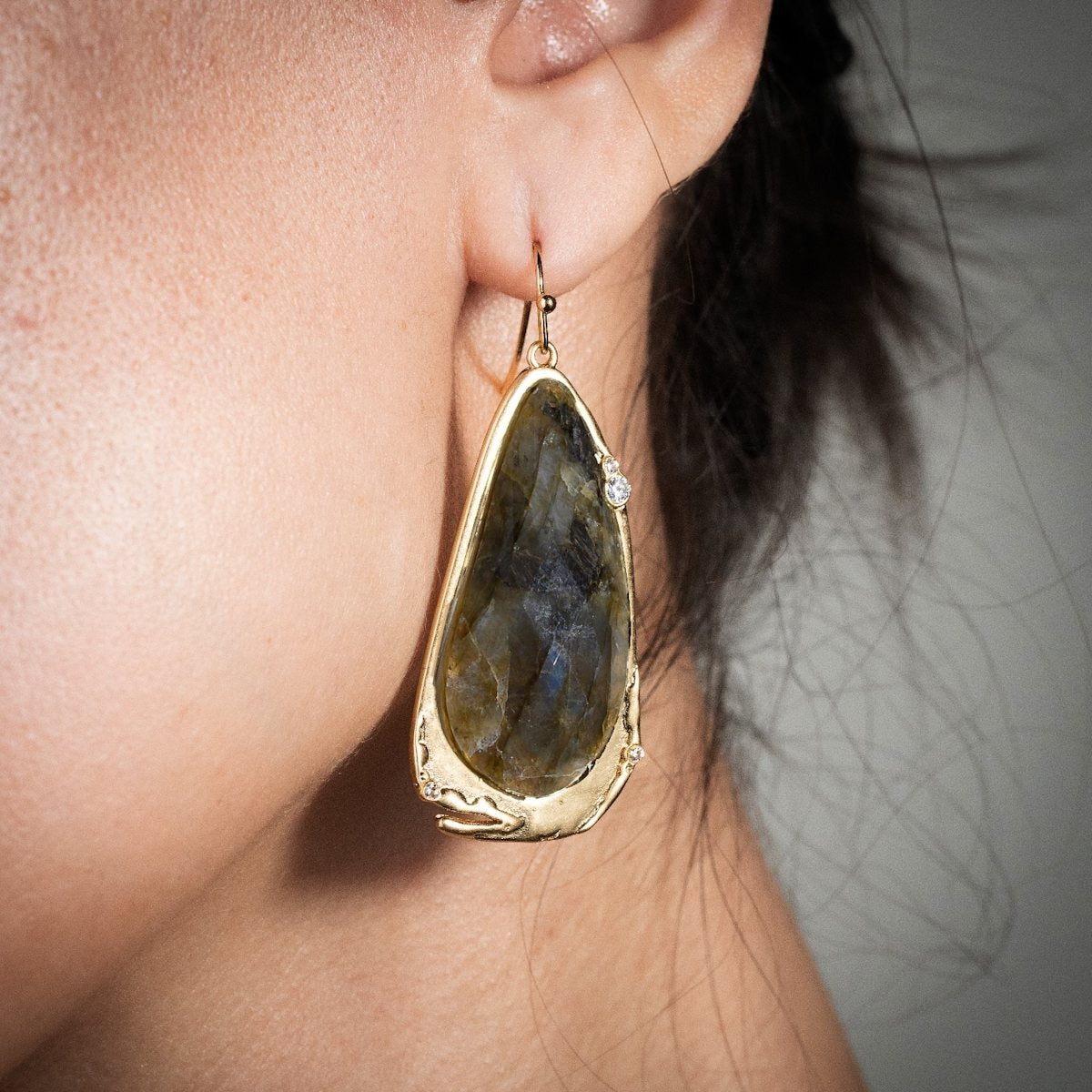 Fluid Teardrop Gemstone Statement Earrings