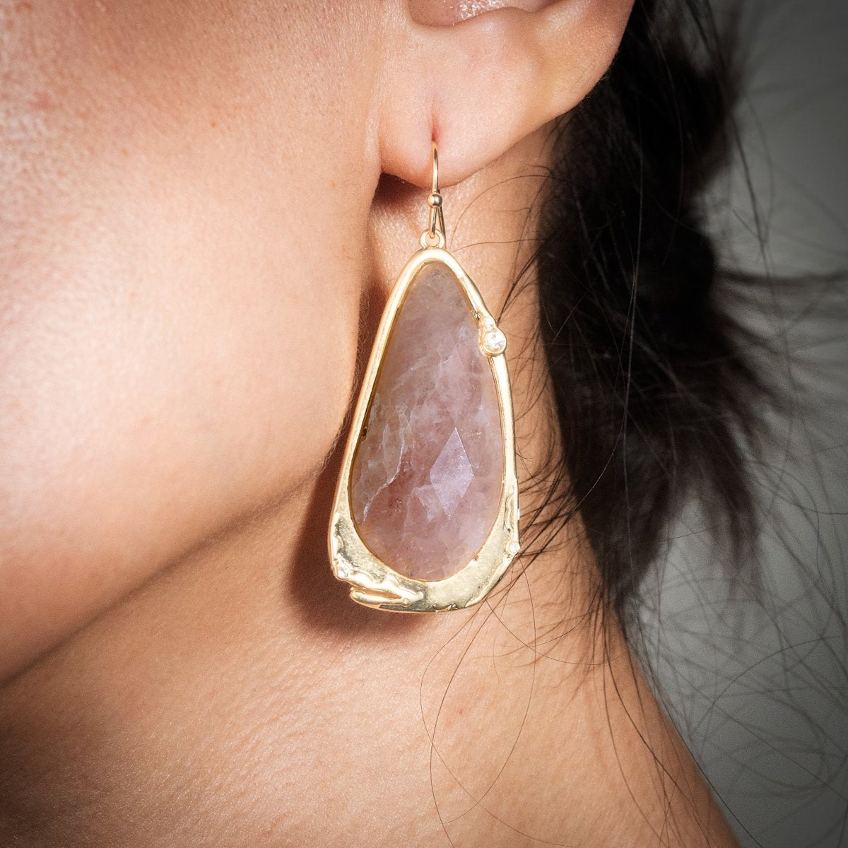 Fluid Teardrop Gemstone Statement Earrings