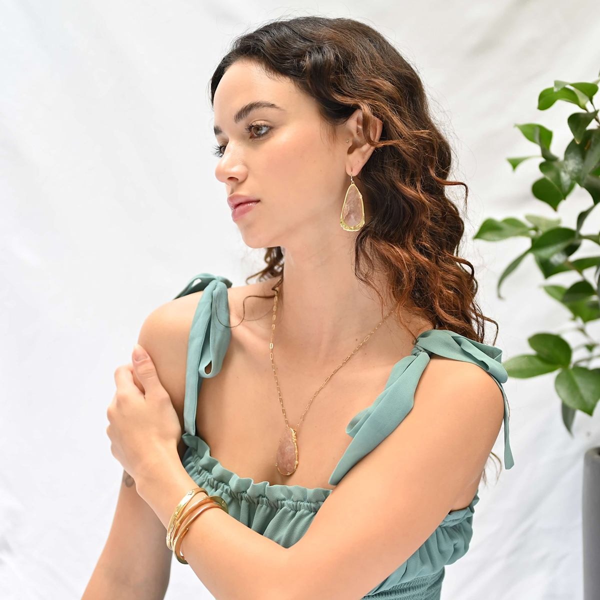 Fluid Teardrop Gemstone Statement Earrings