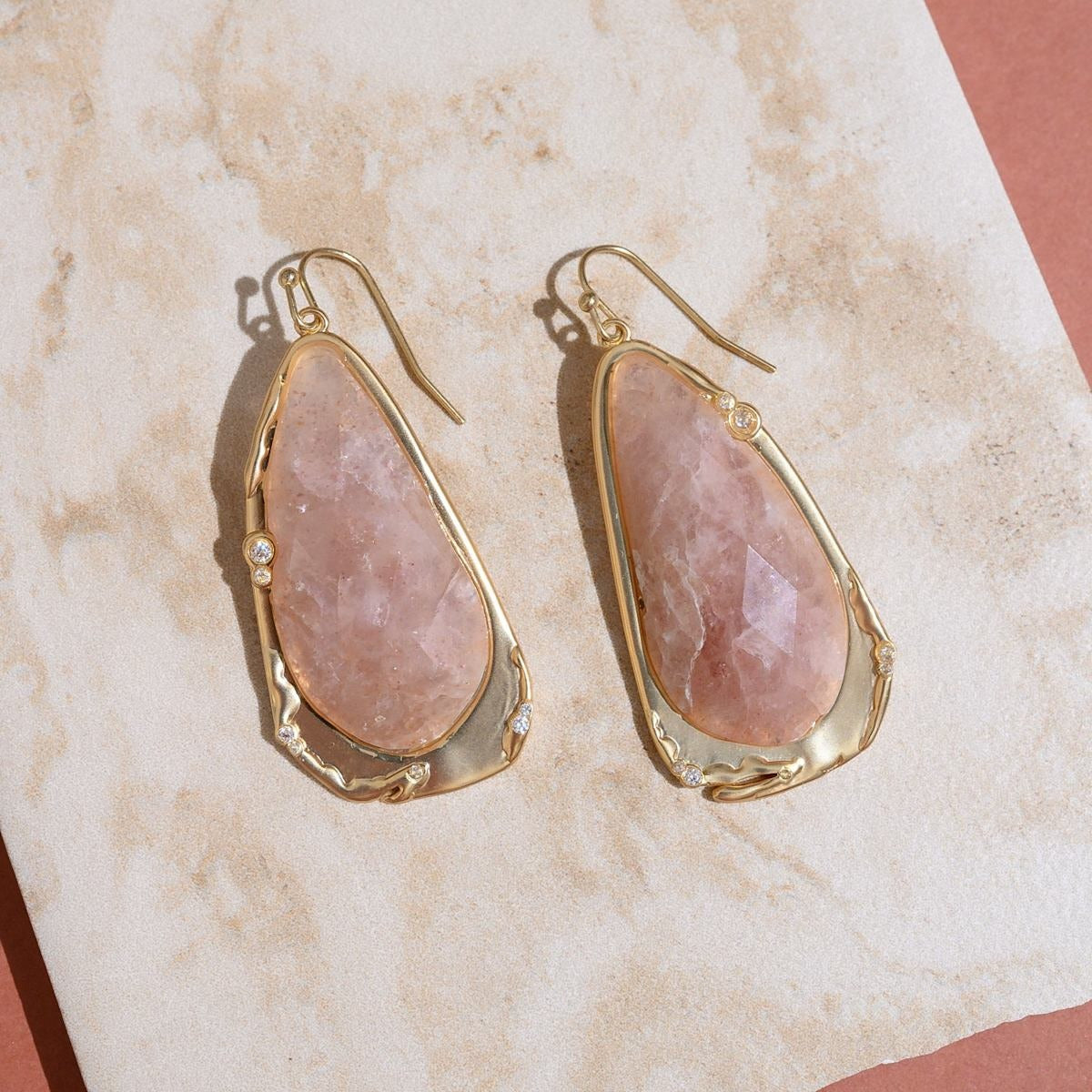 Fluid Teardrop Gemstone Statement Earrings