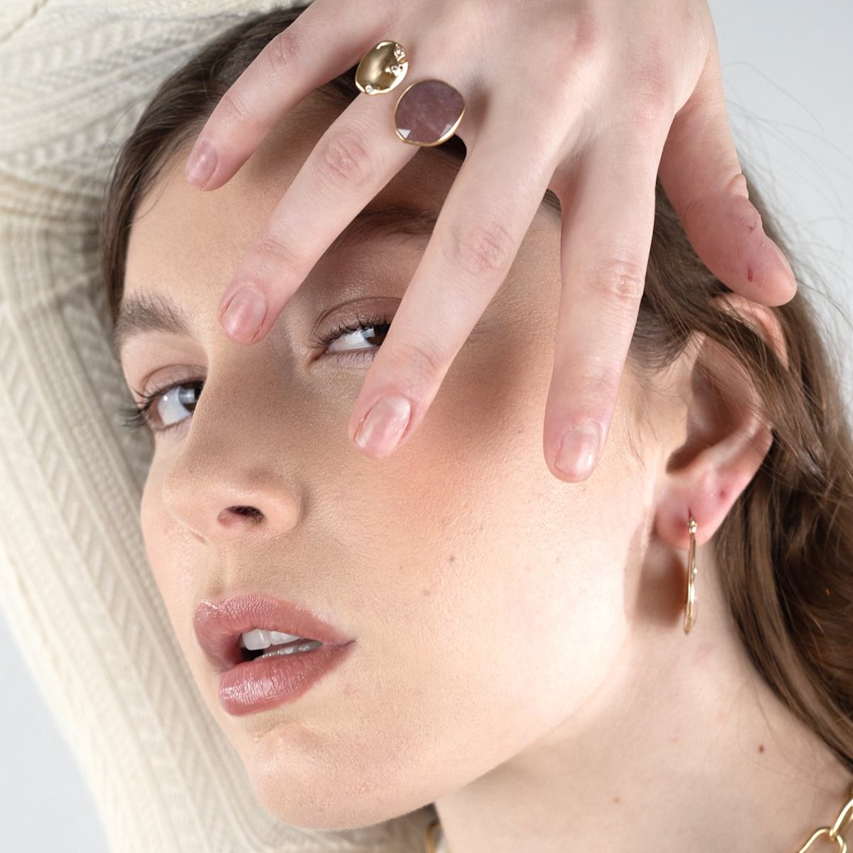 Gemstone Huggie Ring