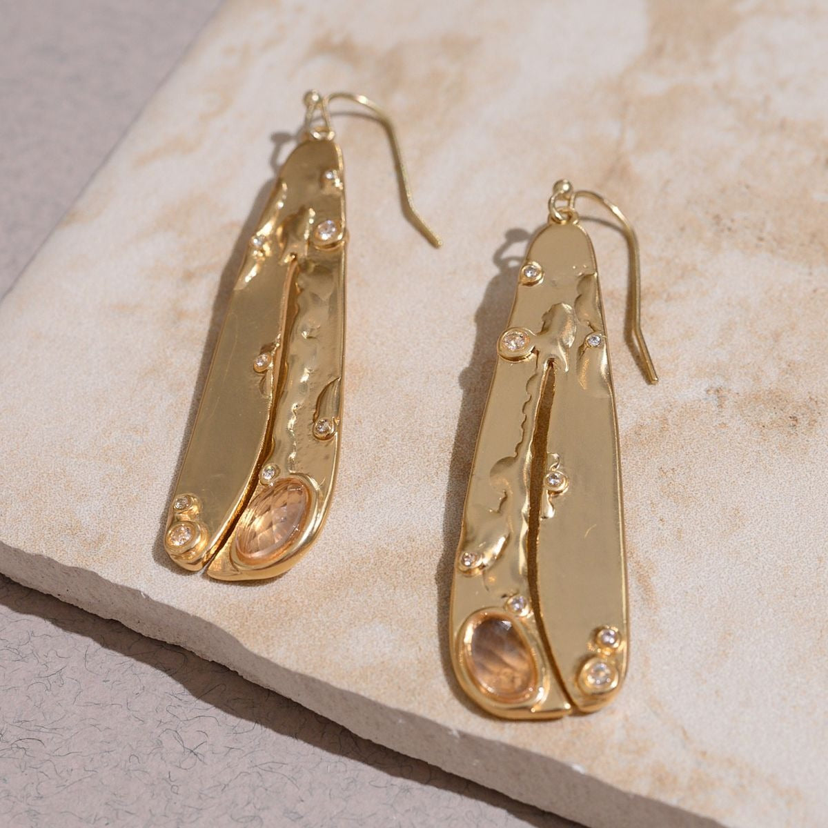 Organic Gemstone Petal Earrings