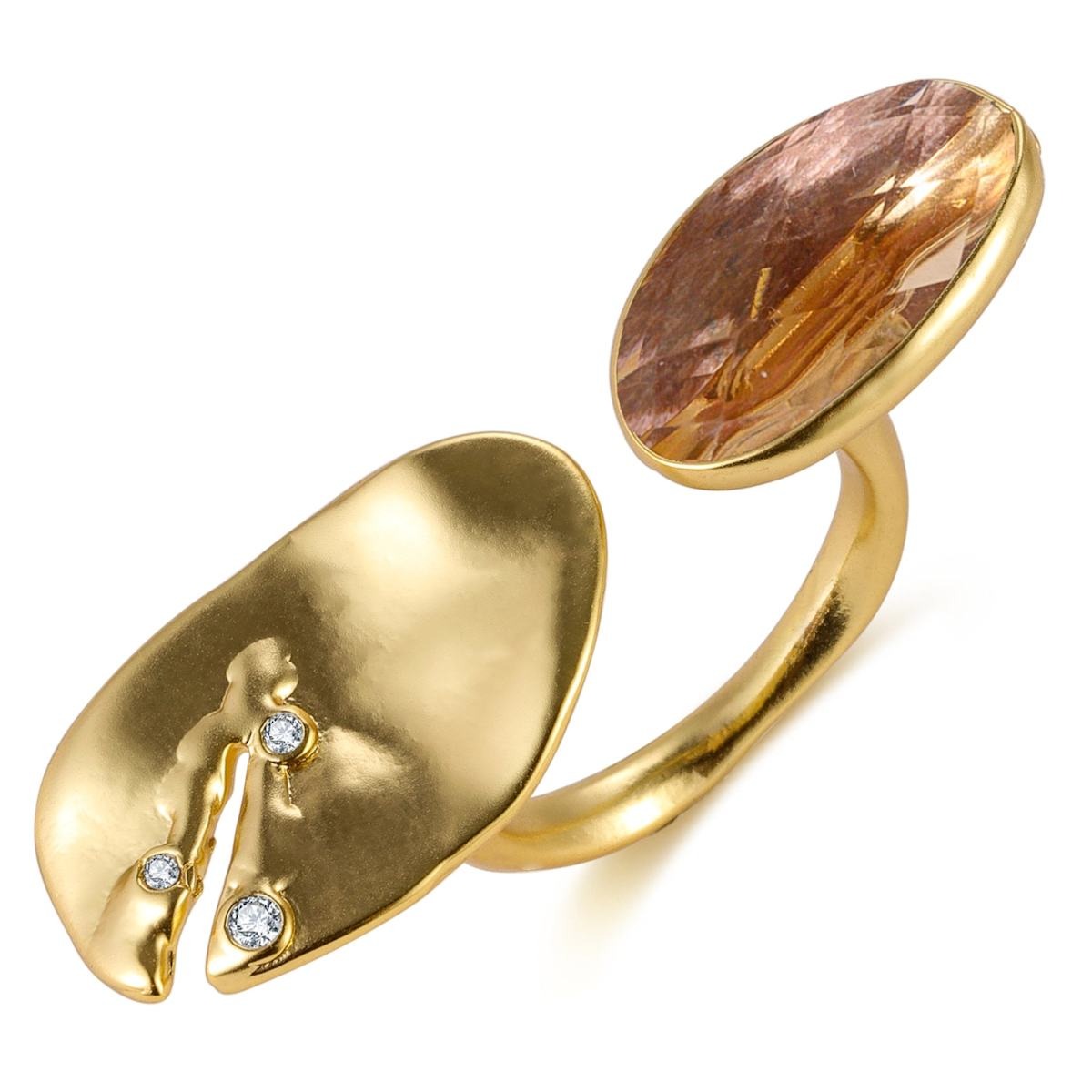 Floating Stone Huggie Ring