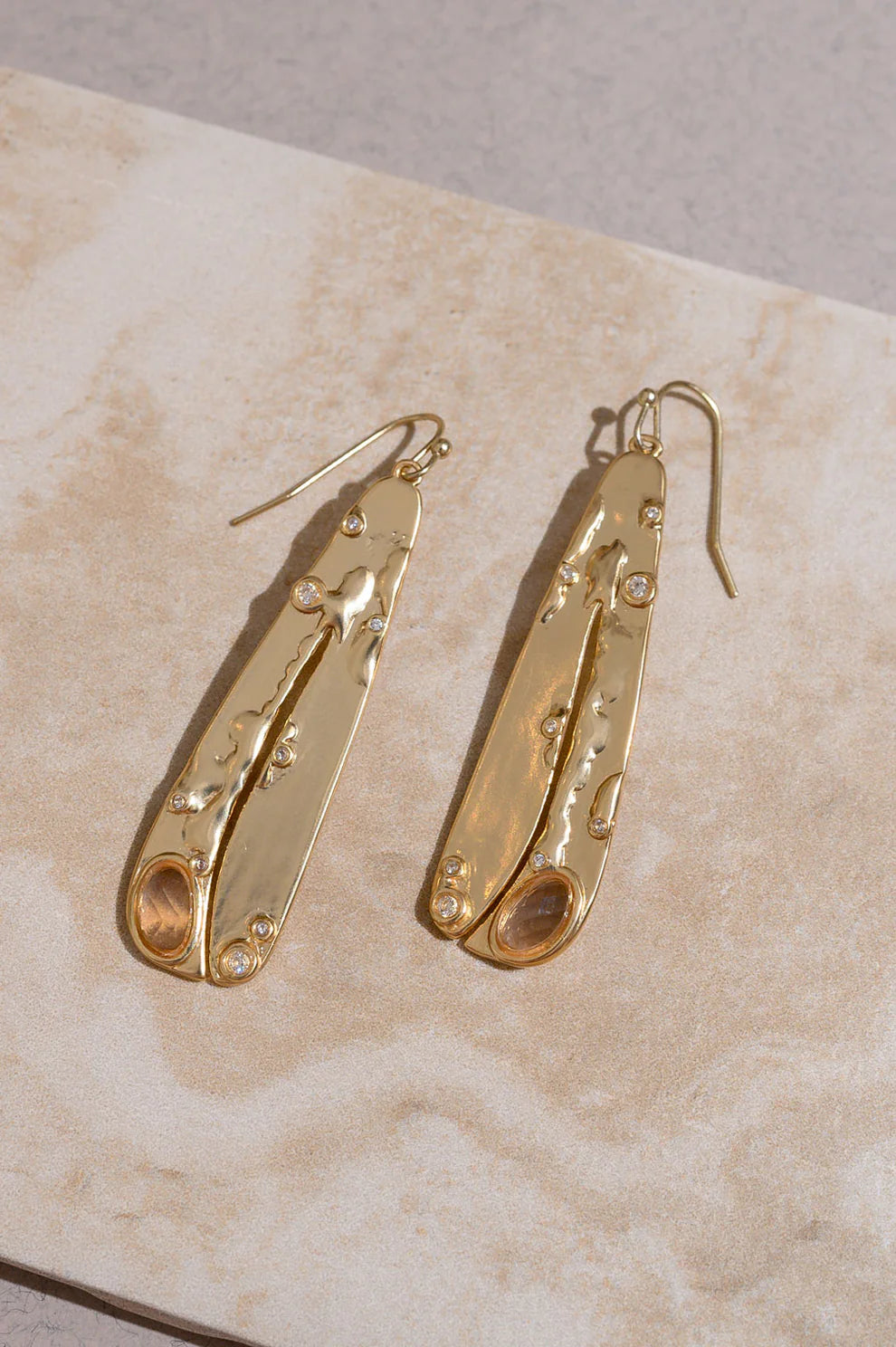 Organic Gemstone Petal Earrings