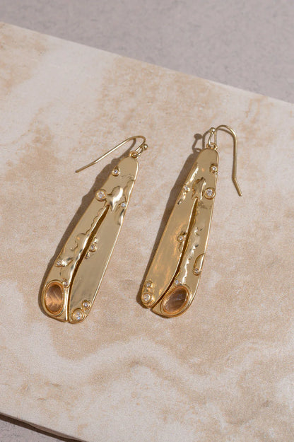 Organic Gemstone Petal Earrings