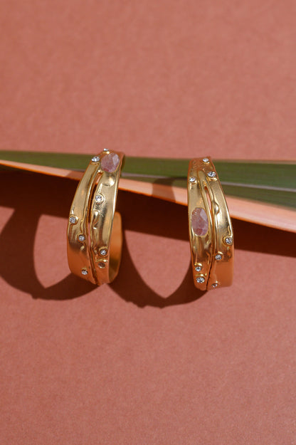 Sprinkled Stones Hoop Earrings