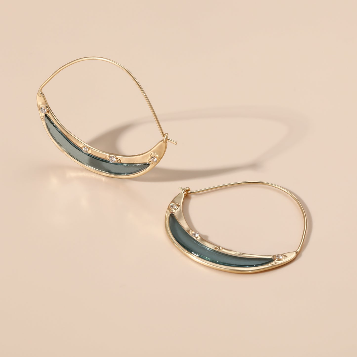 Crescent Gemstone Hoops