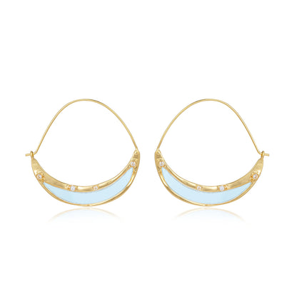 Crescent Gemstone Hoops