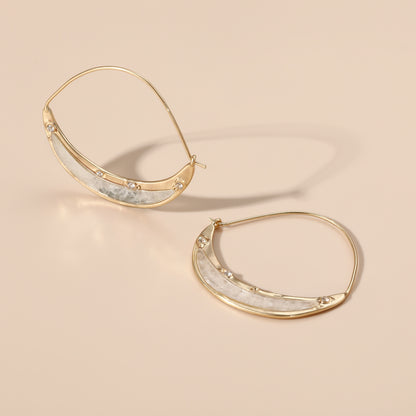 Crescent Gemstone Hoops