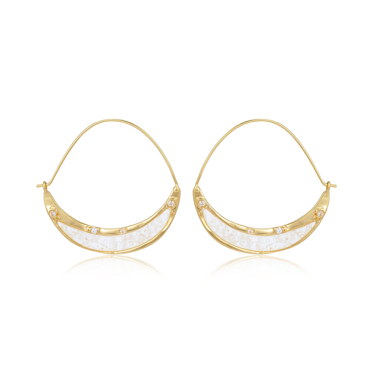Crescent Gemstone Hoops