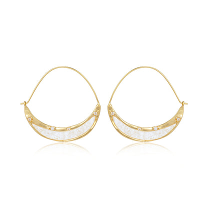 Crescent Gemstone Hoops