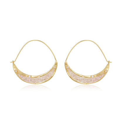 Crescent Gemstone Hoops