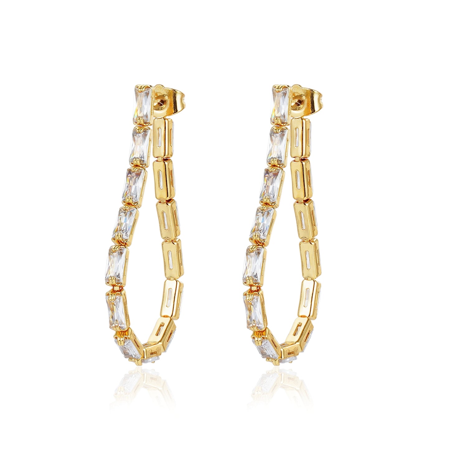 Crystal Link Hoops Earrings