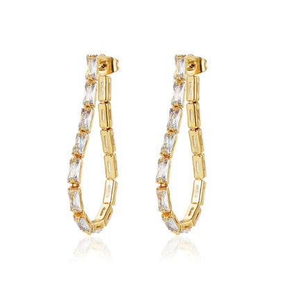 Crystal Link Hoops Earrings