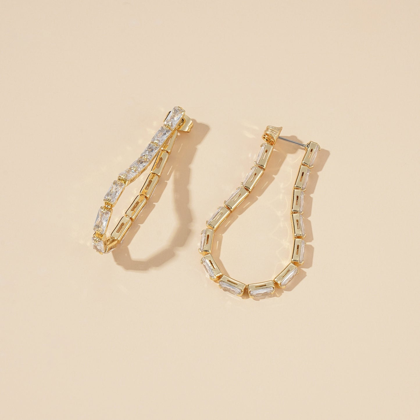 Crystal Link Hoops Earrings