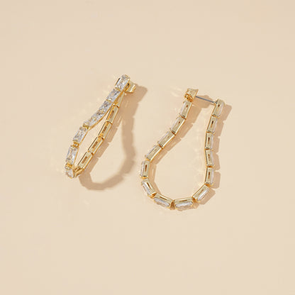 Crystal Link Hoops Earrings