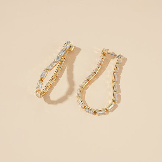 Crystal Link Hoops Earrings