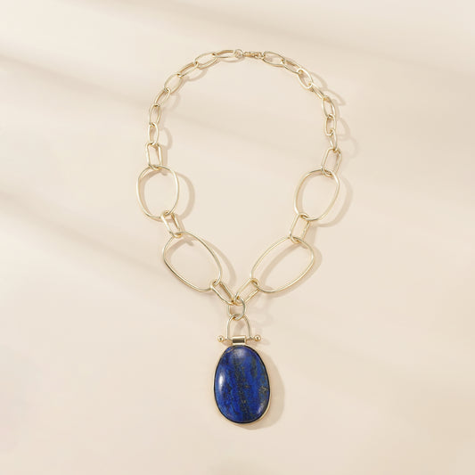 Luxe Oval Pendant Chain Necklace