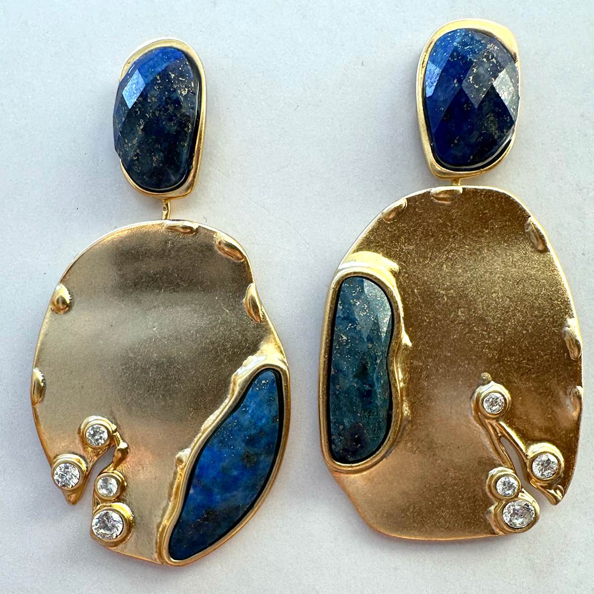 Lapis Lazuli Drop Earrings | Gold Gemstone Statement Earrings