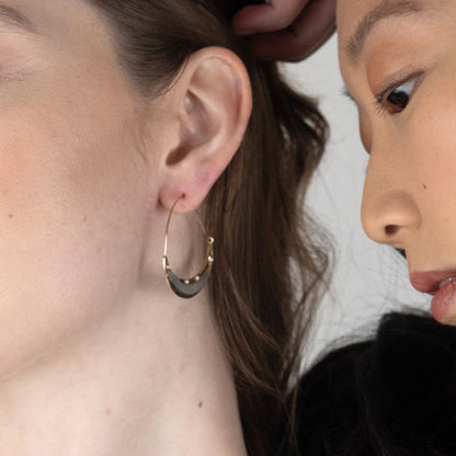 Crescent Gemstone Hoops