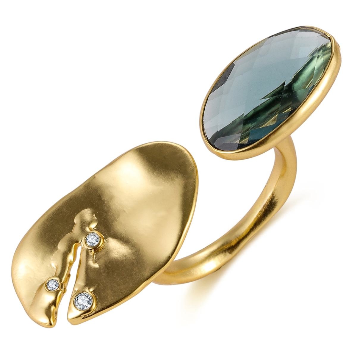 Floating Stone Huggie Ring