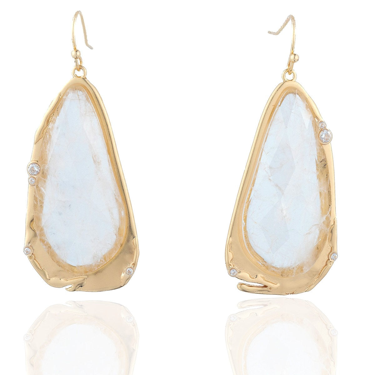 Fluid Teardrop Gemstone Statement Earrings