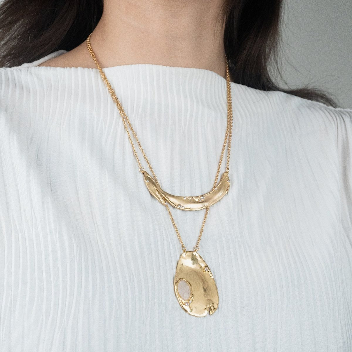 Gemstone Duo Pendant Necklace