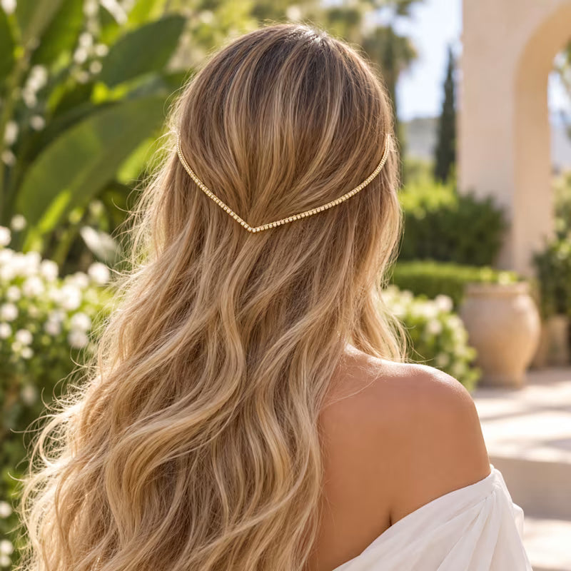 Gold Rhinestone Reverse Headband With Side Combs | Statement Hair Accessory