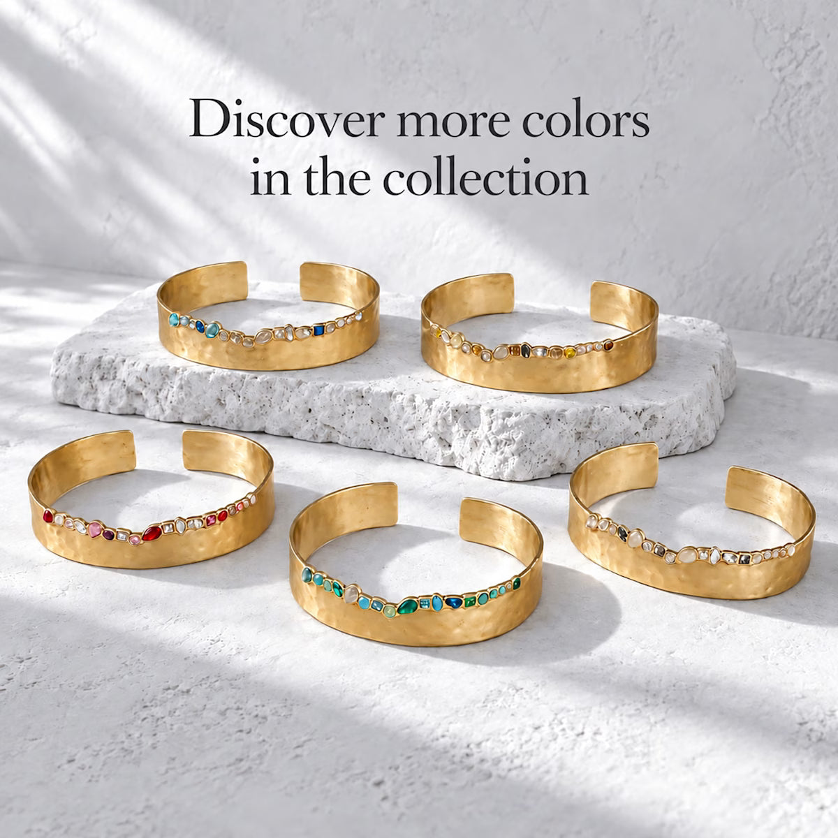 Multicolor Turquoise Chalcedony Blue Glass Cuff Bracelet Gold Plated Statement Bangle