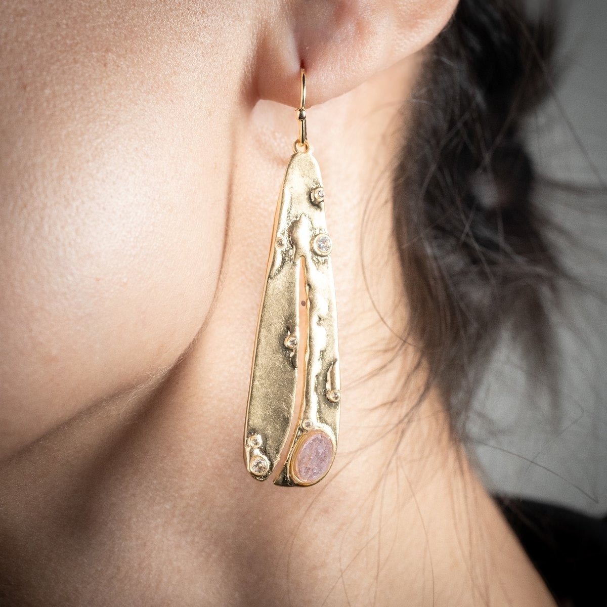 Organic Gemstone Petal Earrings
