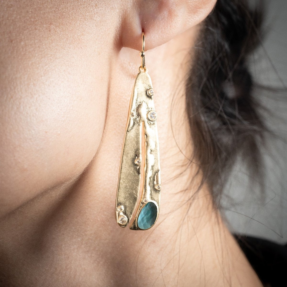 Organic Gemstone Petal Earrings