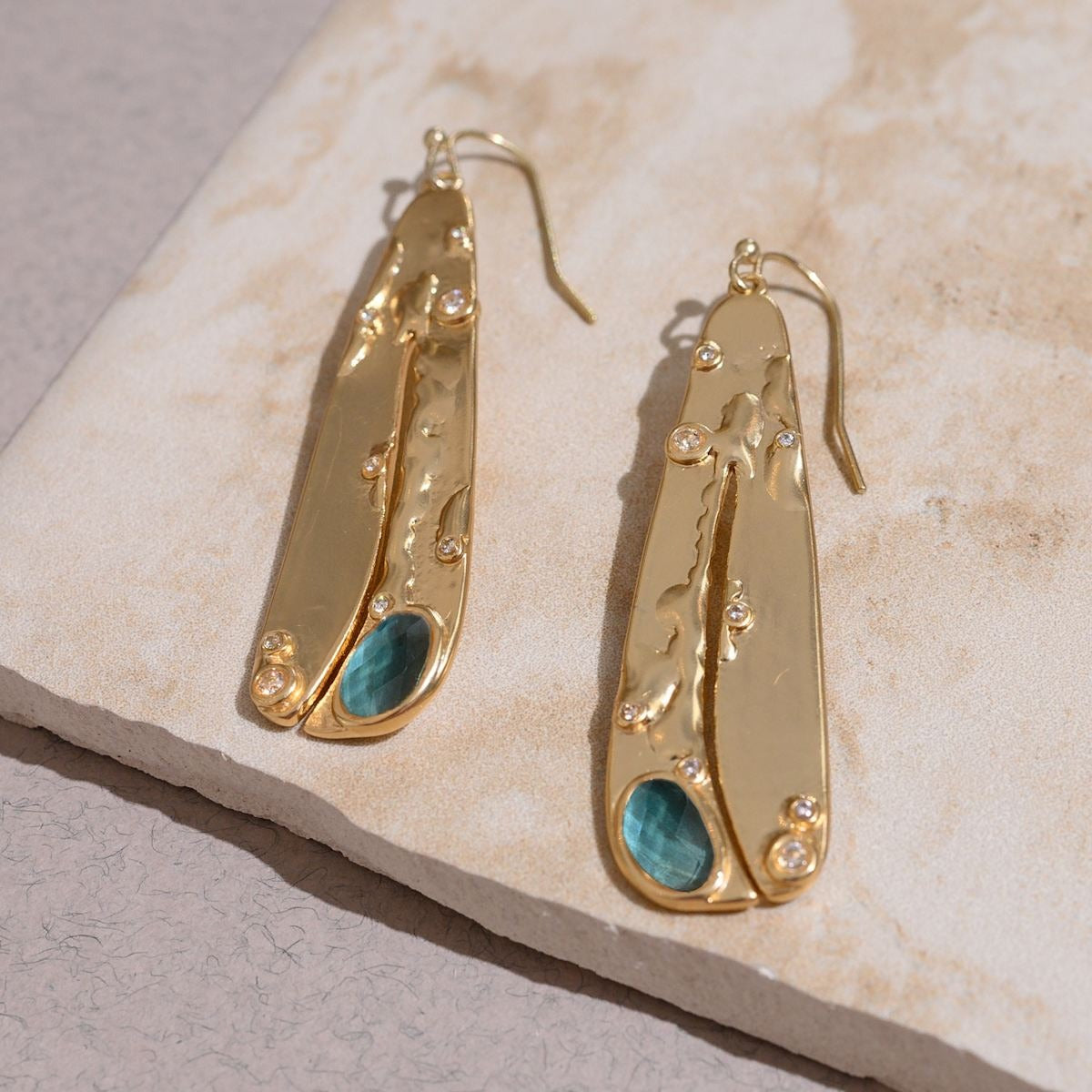 Organic Gemstone Petal Earrings