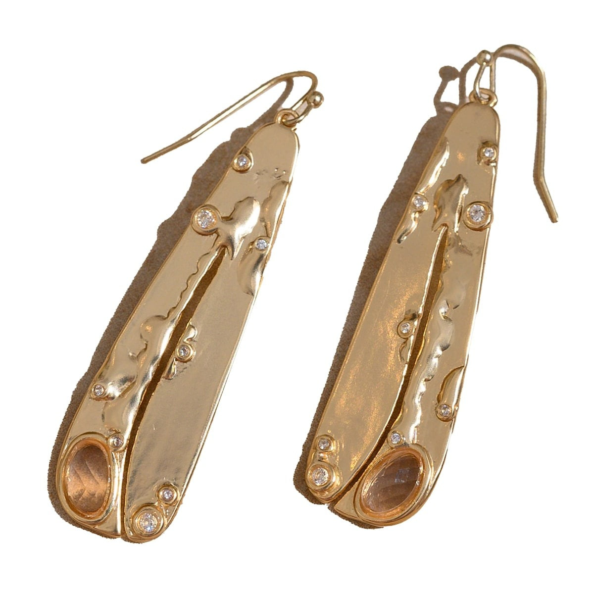 Organic Gemstone Petal Earrings