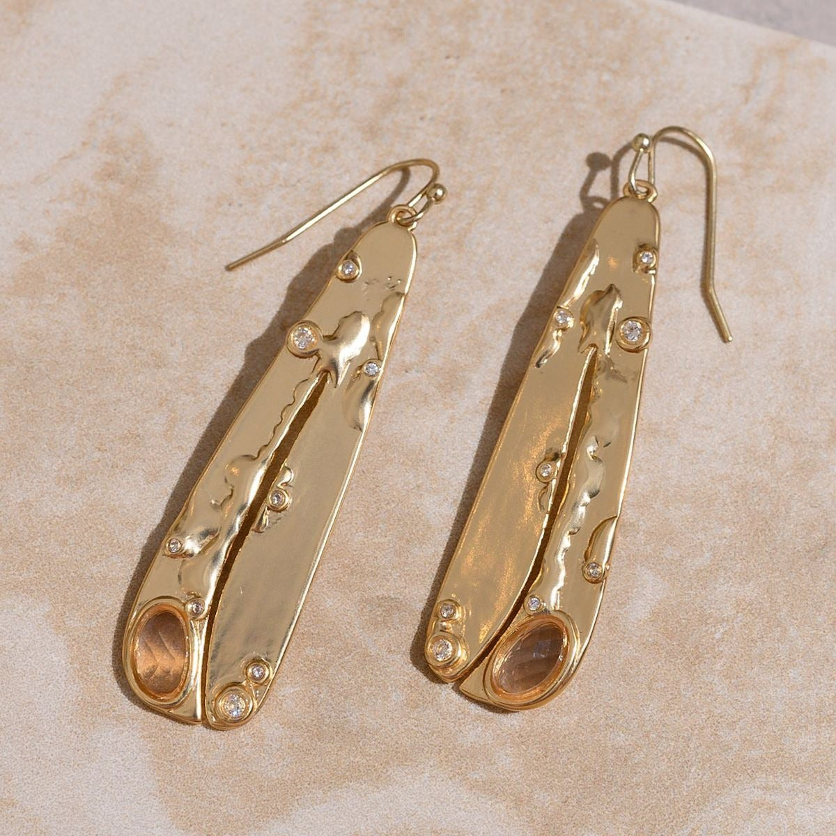 Organic Gemstone Petal Earrings