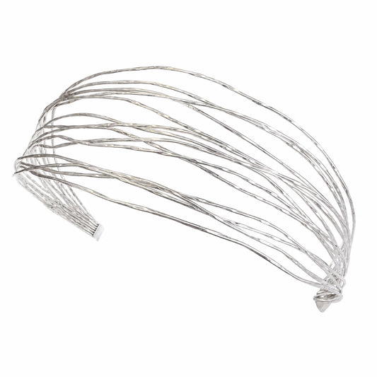 Organic Multi Row Silver Headband | Hand Hammered Lightweight Statement Hair Accessory