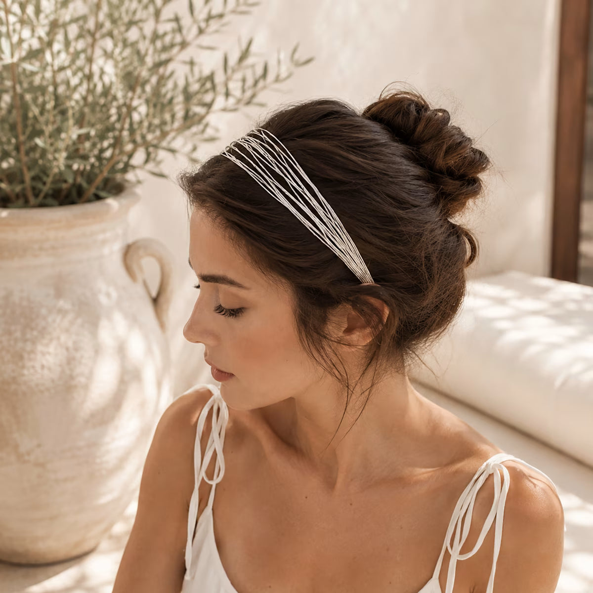 Organic Multi Row Silver Headband | Hand Hammered Lightweight Statement Hair Accessory