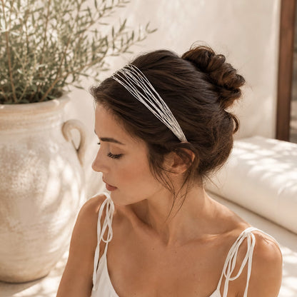 Organic Multi Row Silver Headband | Hand Hammered Lightweight Statement Hair Accessory