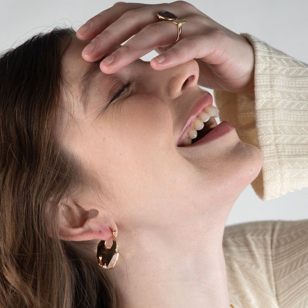 Sculptural Gem Huggies
