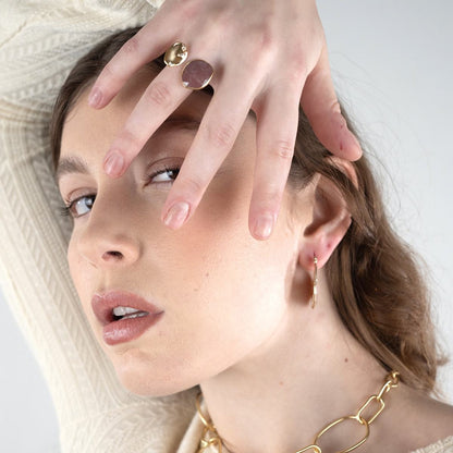 Sculptural Gem Huggies