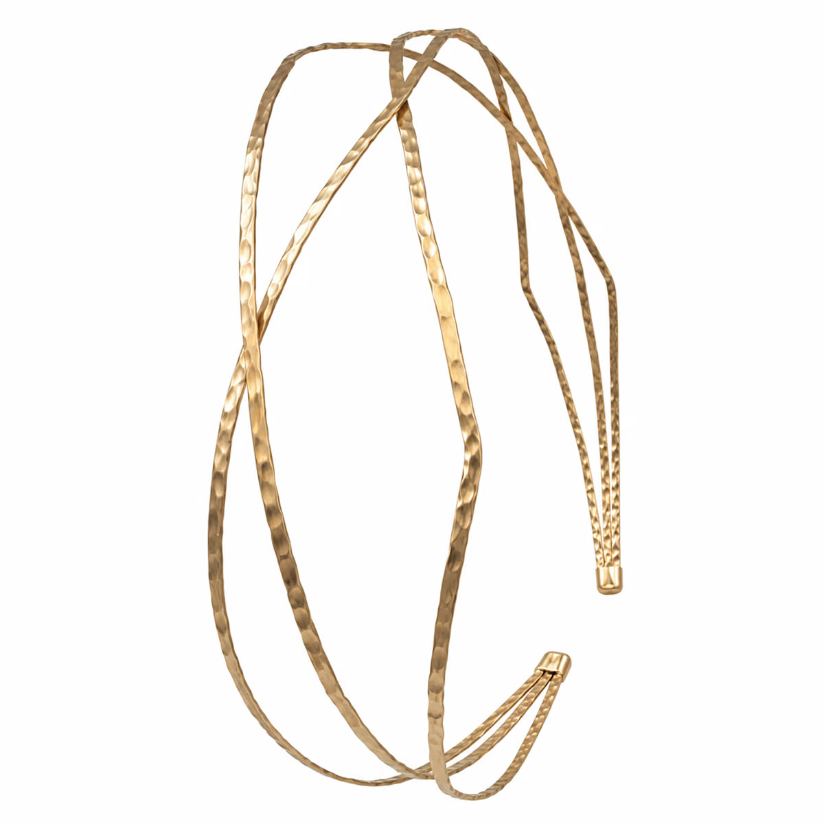 Sculptural Triple Hammered Wire Headband | Semi Matte Gold