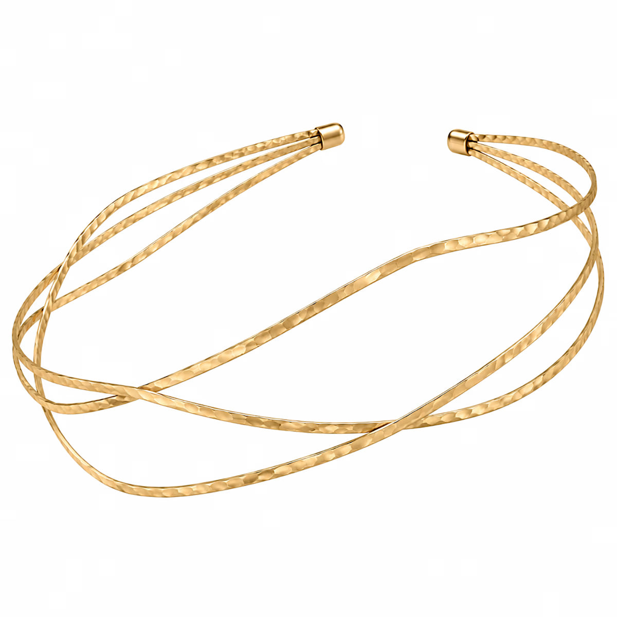 Sculptural Triple Hammered Wire Headband | Semi Matte Gold