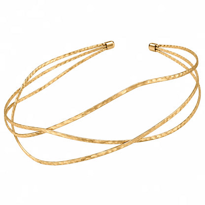 Sculptural Triple Hammered Wire Headband | Semi Matte Gold