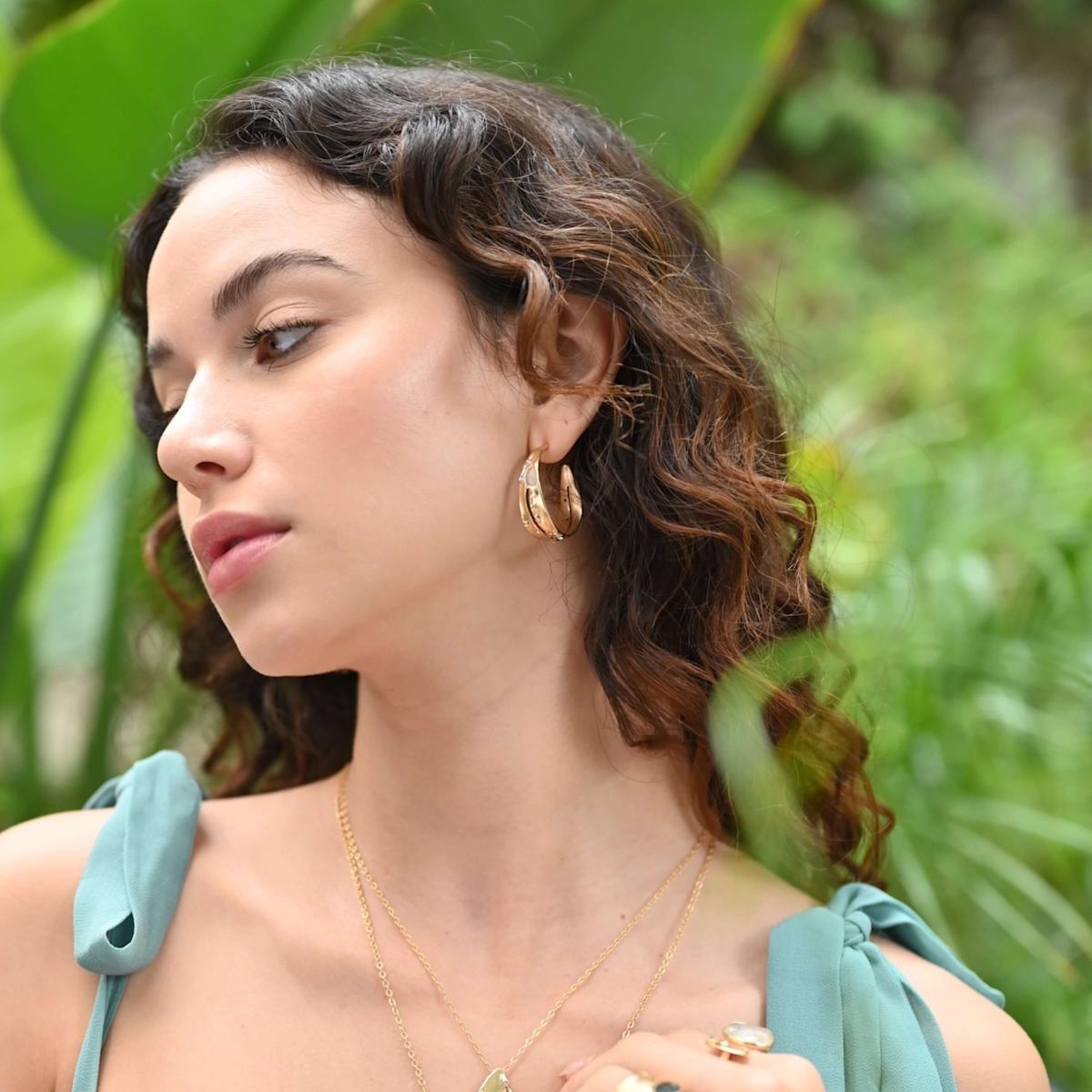 Sprinkled Stones Hoop Earrings